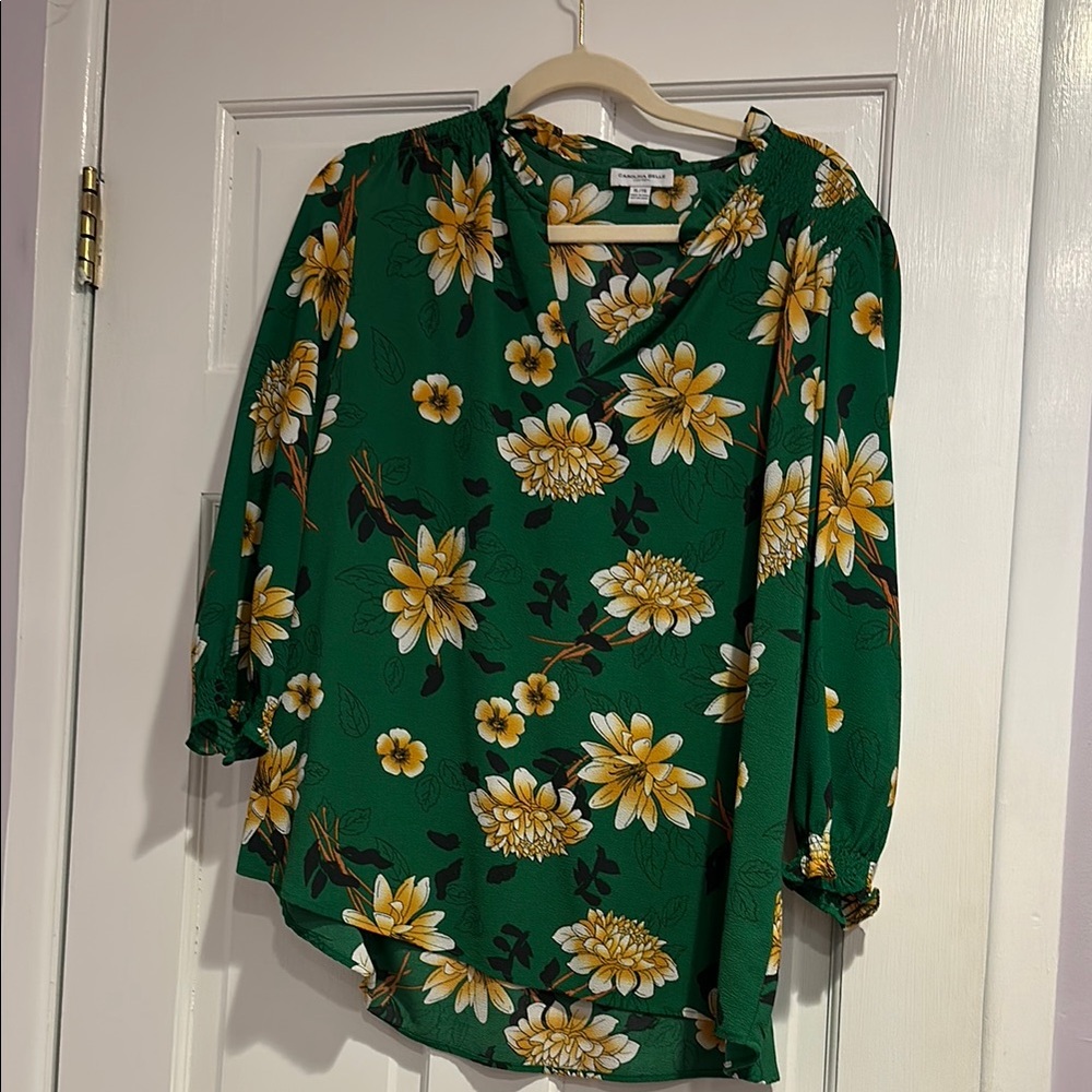 Green Floral Women's Top